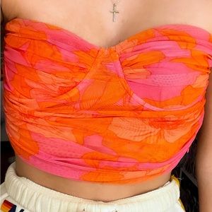 zara ruched floral crop top